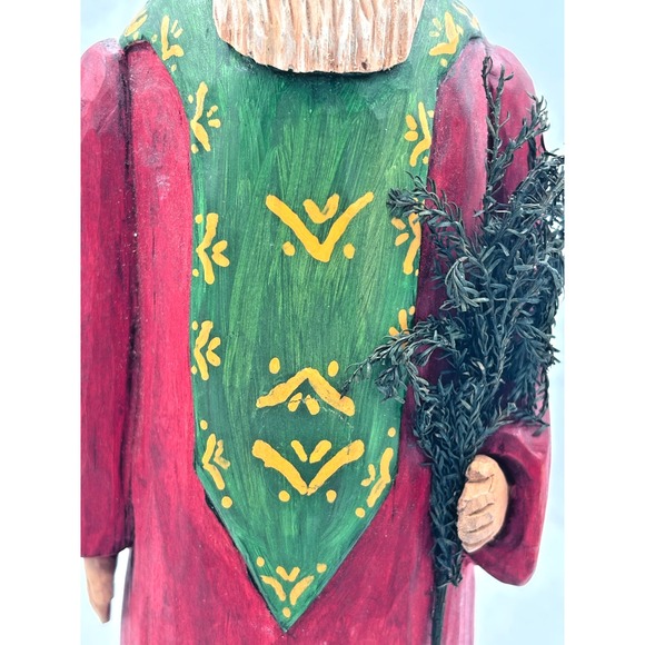 Hand Carved Wood Santa Figure Brenda Yeager Moore '95 Folk Art Christmas Carving - Picture 6 of 14